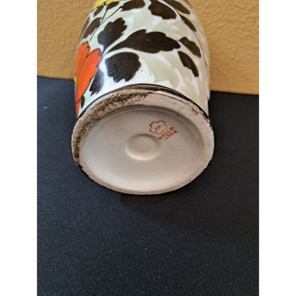 Vintage Japanese Ceramic Vase With Hand-Painted Floral Design Stamped TA - Picture 6 of 7